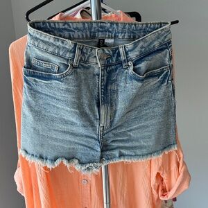 H&M High Waist Denim Shorts - Blue
